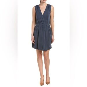 BCBGeneratiom Women’s Shirred Surplice Wrap Dress Blue Med‎ Ribbed